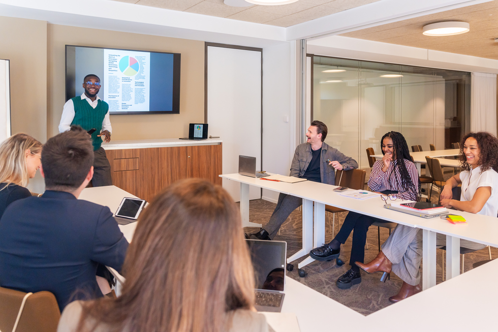 Finance Director delivering presentation 